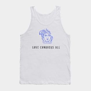 woman statue with poetry phrase "Love conquers all" Tank Top